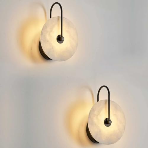 Round Alabaster Wall Sconce Set of Two (2 Count)