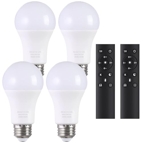 A19 LED Light Bulbs with Remote Control (4 Count)