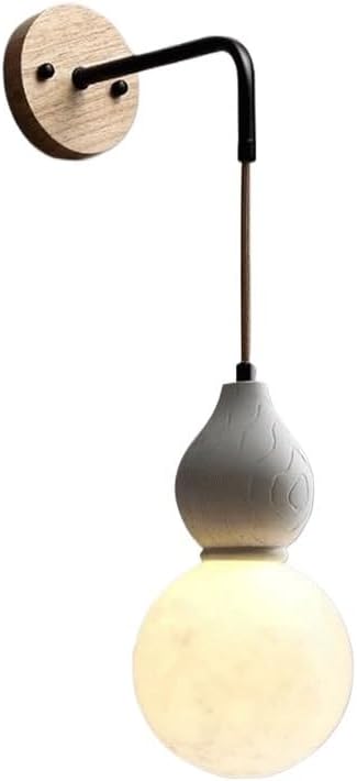 Japanese Wabi-sabi Style Solid Wood Wall Lamps with G9 Base Wall Sconces Creative Gourd Hanging Wire Adjustable Wall Light for Bedroom Bedside Entrance Background Wall(Style 2)
