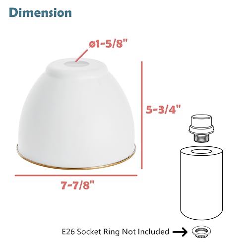21601-21,Replacement Metal Shade for Pendant Light,Alabaster White,7-7/8"W x 5-3/4"H,Center Hole 1-5/8"