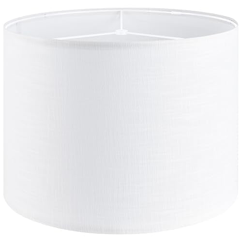 White Linen Large Drum Lamp Shade 16" x 16" x 10" Spider