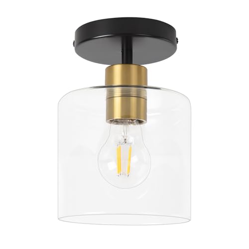 Black Brass Semi Flush Mount Ceiling Light
