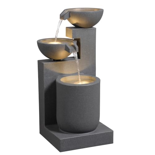 Gray Modern Tiered Bowl Fountain