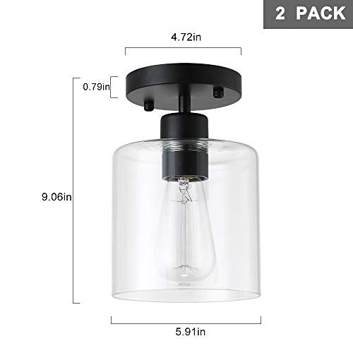 2 Pack Black Modern Semi Flush Mount Ceiling Light