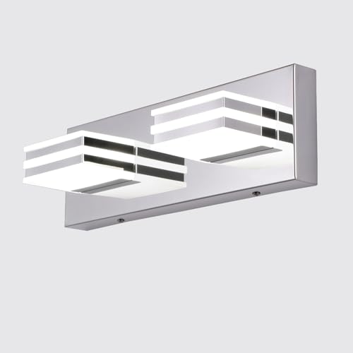 LED Vanity Light Bar 2 light Bathroom Mirror Light Fixtures Modern 12W Bath Lamps Over Mirror 14 Inch Bathroom Wall Lighting Fixtures Chrome Restroom Lights Fixtures over Sink Acrylic Vanity Sconces