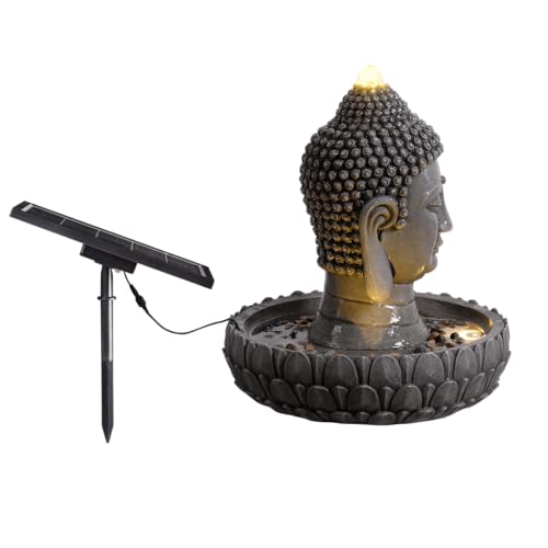 Solar Powered Buddha Statue Water Fountain Outdoor
