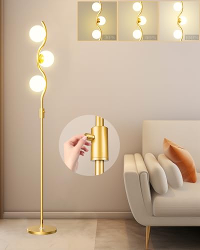 60IN Gold Floor Lamp Stepless Dimmable Globe Floor Lamps with 3Pcs 3000K Bulbs Eye (3 Count)