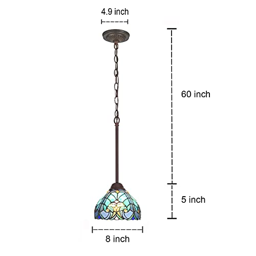 Tiffany Pendant Light fixtures Hanging Lamp Stained Glass Light Decor for Dining Living Room Kitchen Island Study Hallway