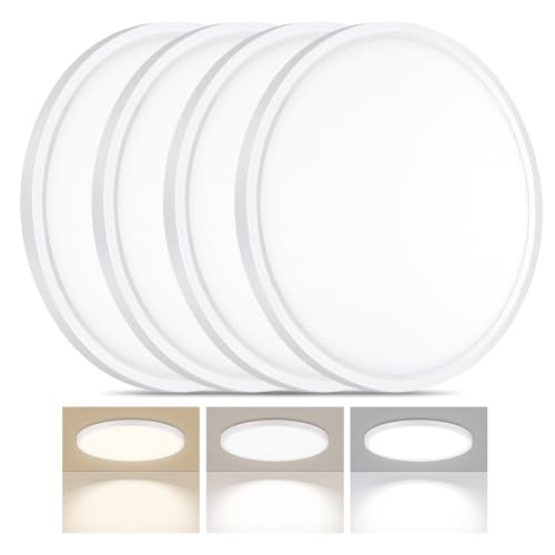 LED Flush Mount Ceiling Light 15in Thin 3CCT White Wired