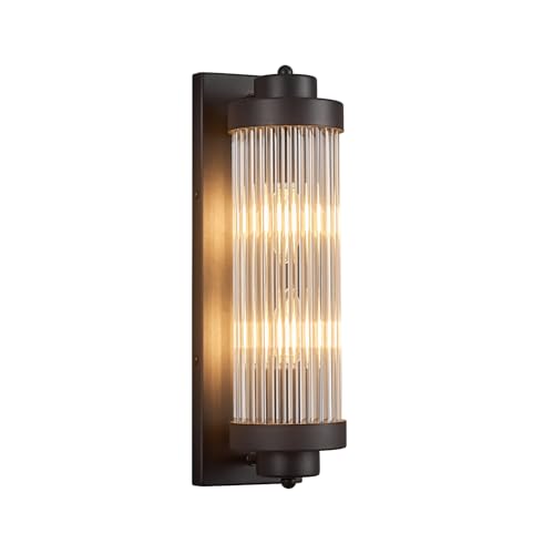 Black Wall Sconces with Crystal Glass Strip Bathroom Sconces Modern Wall Lights for Bedroom Living Room Hallway Wall Light Fixtures
