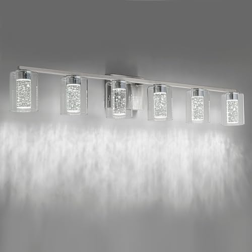 6 Light Brushed Nickel Vanity Light with 3 Color Modes