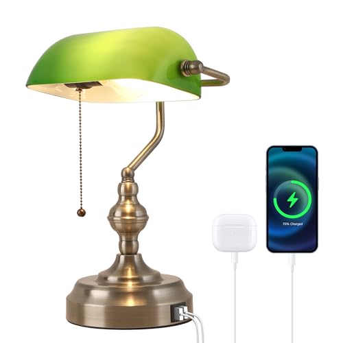 Green Glass Banker's Desk Lamp