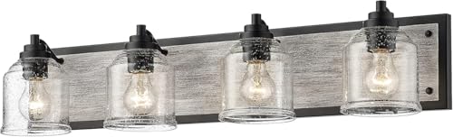 32" 4 Light Farmhouse Bathroom Vanity Light with Bubble Glass