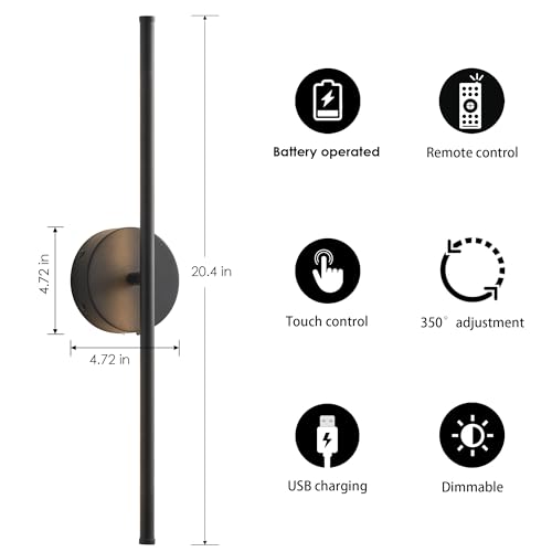 Battery Operated Wall Sconces Set of Two Wireless Wall Lights (2 Count)