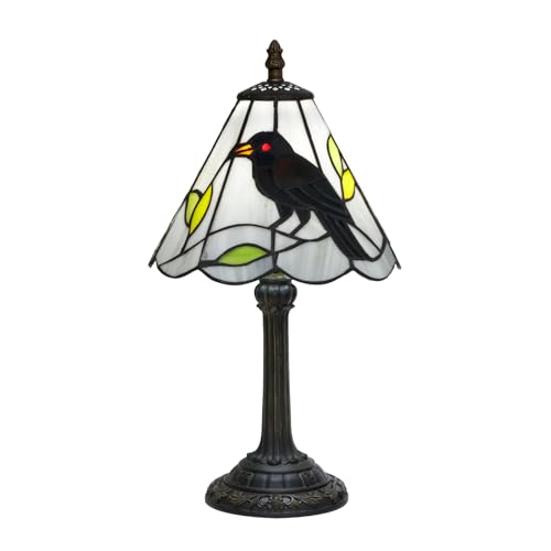 Halloween Black Small Crow Tiffany Style Stained Glass Table Lamp Unique Farmhouse the Crow Bedside Table Lamp Living Room Dining Room Office Decoration Table Lamp Home Decoration Props Gifts