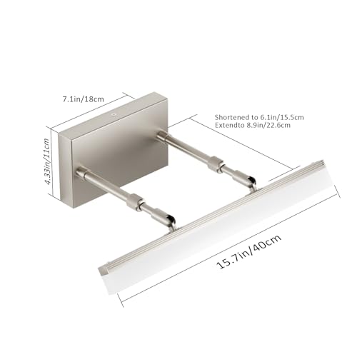Brushed Nickel Vanity Light 16 inch Modern Wall Sconces Adjustable LED Bathroom Light Fixtures Over Mirror Rotatable Vanity Lighting 5500K