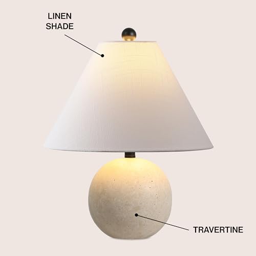 Liza 16" Modern Travertine Stone Bedside Table Lamp