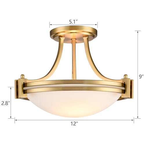 Modern Gold Semi Flush Mount Ceiling Light