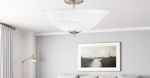25002-65-1 Replacement Alabaster Glass shade for Flush Mount or Semi-Flush Mount, 1/2" Center Hole, 11-1/2" Diameter x 4" Height