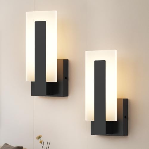 2 Pack Modern LED Wall Sconces (9.72inch 3000K Brightness Adjustable)