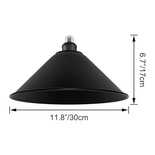11.8" Matte Black Industrial Farmhouse Metal Lamp Shade with a E26 Light Socket Extender Replacement