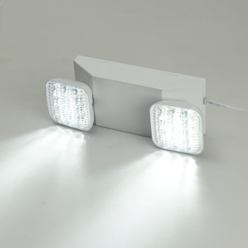 Plug in Emergency Lights for Business Home Power Failure 4Hours 300lm LED Commercial Emergency Light Fixtures with Battery Backup Rechargeable Adjustable Two Heads AC85