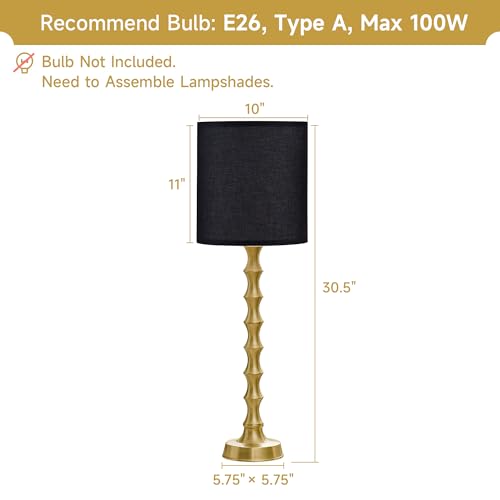 30.5" Modern Black Gold Buffet Lamps Set of 2 (2 Count)