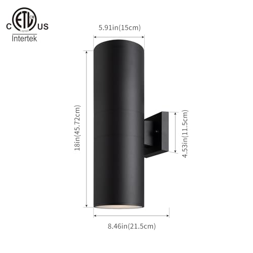 18" Modern Outdoor Porch Light in 2 Lights (2 Count)