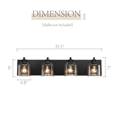 32" 4 Light Farmhouse Bathroom Vanity Light with Bubble Glass (4 Count)