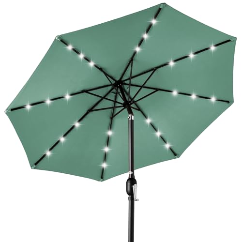 10ft Solar Polyester LED Lighted Patio Umbrella w