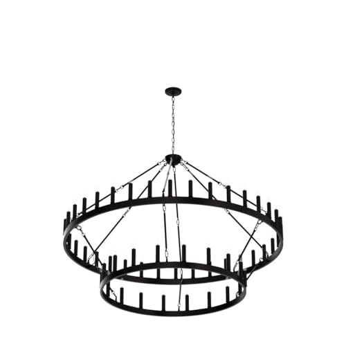 2 Tier Black Large Wagon Wheel Chandelier