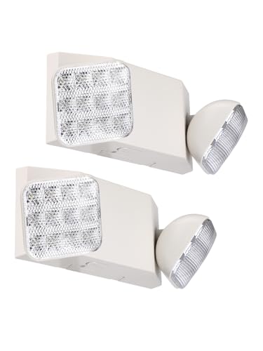 2 Pack LED Emergency Lights with Battery Backup UL Listed White (2 Count)