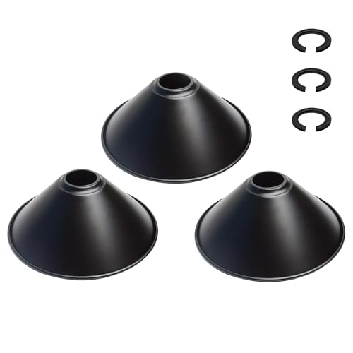 8.5" Industrial Vintage Black Iron Cone Lamp Shade (3 Count)
