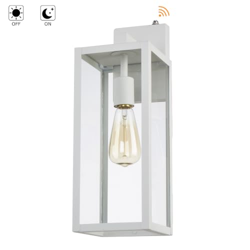 18 Inch White Large Outdoor Wall Lights Dusk to Dawn 2 Pack Outdoor Wall Sconces with Dusk to Dawn Sensor Porch & Patio Lights Large Size Outdoor Porch Light with Photocell Sensor Outdoor Lighting