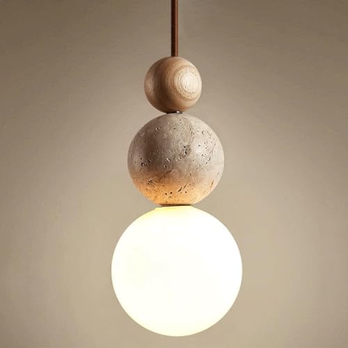Modern Indoor Pendant Light Natural Stone Spherical Hanging Light Frosted White Glass Suspension Pendant Lamp for Bedside Restaurant Kitchen Island Aisle Bar Club Chandelier
