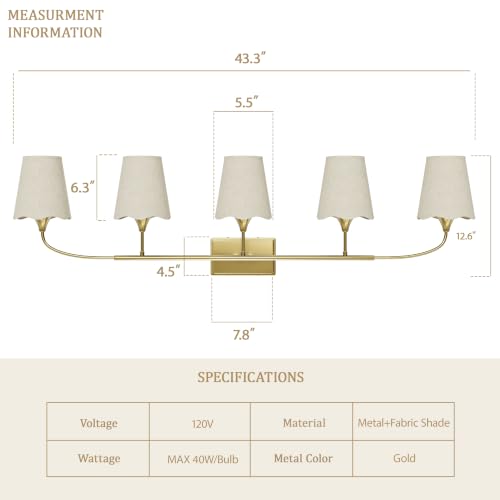 Bathroom Light Fixtures Over Mirror (Gold / 5 Light)