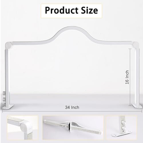Nail Light for Desk Half Moon Light for Nail Desk 34Inch Foldable LED Table Lamp Manicure for Table Adjustable Dimmable Half Moon Lamp for Lash Beauty Tattoos Crafts White