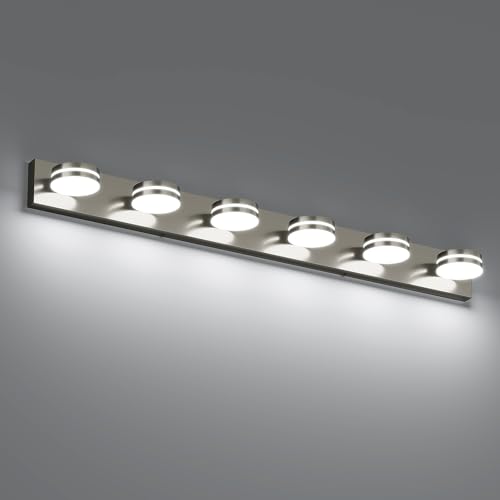 6 Light Brushed Nickel Bathroom Vanity Light Over Mirror