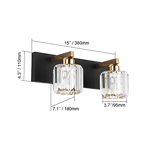 Vanity Lighting Fixtures for Bathroom Matte Black Vanity Lights Fixtures Crystal 2 Lights Wall Light Fixture Over Mirror