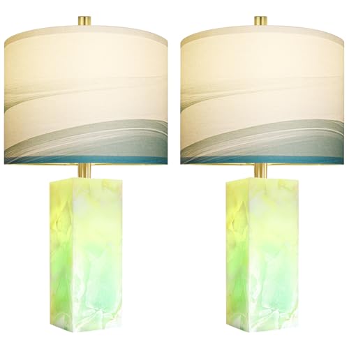 Alabaster Table Lamps Set of 2 with Night Light for Living Room (2 Count)