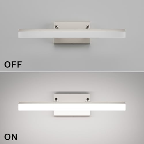 Brushed Nickel Vanity Light Adjustable 20 inch Modern LED Bathroom Light Fixtures Over Mirror Rotatable Vanity Lighting 5500K