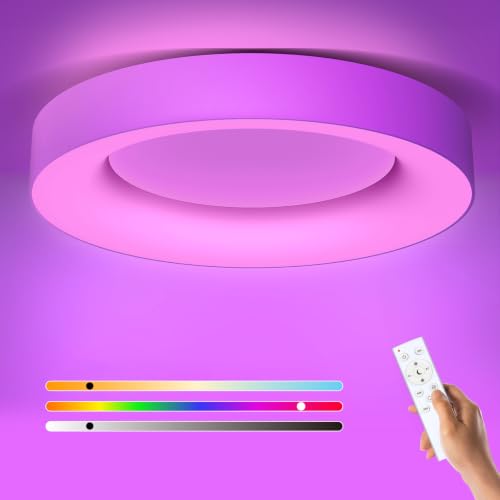 16 Inch RGB Led Flush Mount Ceiling Light with Remote Control