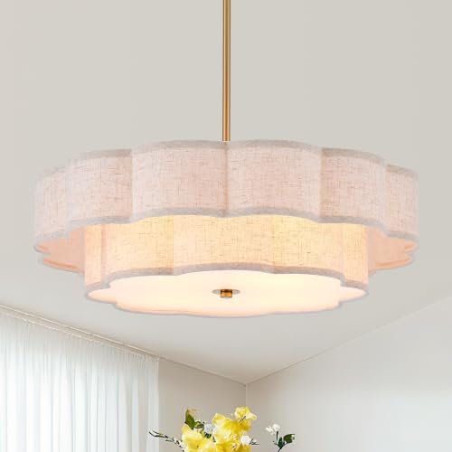 21.65" Linen Drum Chandelier