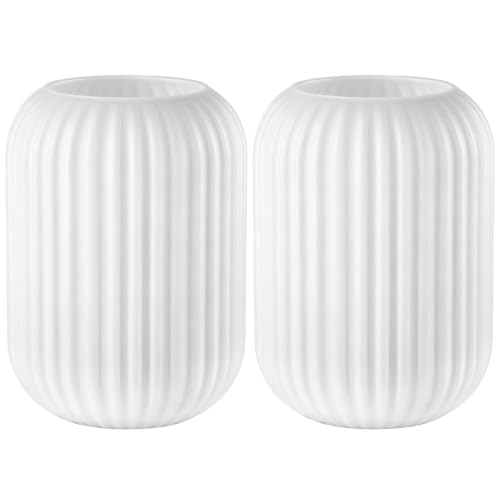 2 Pack Milk White Ribbed Glass Lamp Shade (2 Count)