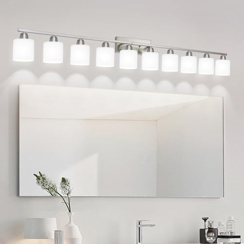 Brushed Nickel Bathroom Sink Lighting Fixtures for Giant Mirror