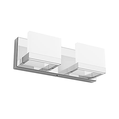2 Lights Modern Chrome LED Vanity Light for Bathroom Wall Light Up and Down LED Bathroom Light Fixtures Over Mirror