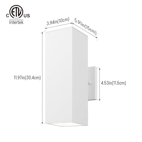 12" Modern Outdoor Porch Light in 2 Lights (2 Count)