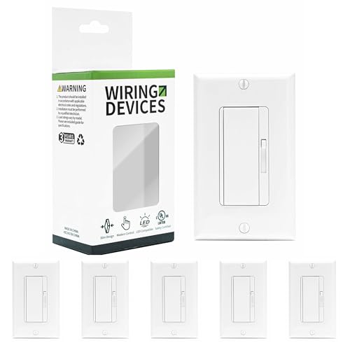 6 Pack LED Dimmer Light Switch Single Pole or 3 Way Dimmable Light Switch Compatible with LED CFL Halogen and Incandescent Bulbs with Adjustable Minimum Brightness UL Listed White (6 Count)
