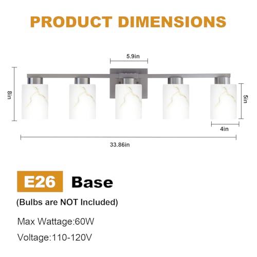 5 Light Bathroom Light Fixtures (5 Count)
