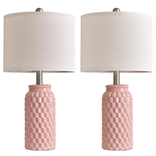 20.5" Pink Small Bedside Lamps Set of 2